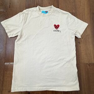 Keith Haring Shirt Small Beige Shoe Palace Heart Artist Artwork Embroidered